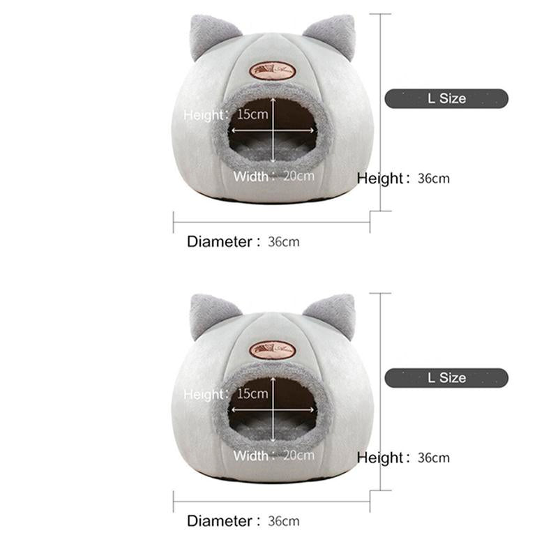 NPET Cute Cat Ear Cat Bed Indoor for Small Medium Large Cats PP Cotton Extra Comfortable Machine Washable Used All Year Round