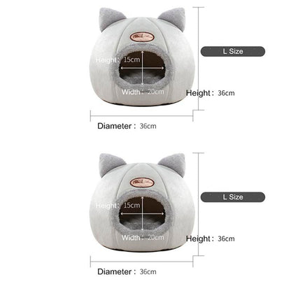 NPET Cute Cat Ear Cat Bed Indoor for Small Medium Large Cats PP Cotton Extra Comfortable Machine Washable Used All Year Round