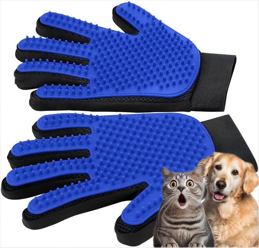 Furminator Brush Upgrade Efficient Pet Hair Remover Gloves - Gentle Shedding Brushes for Dogs, Cats & Horses with Long and Short Hair - 1 Pair (Blue)