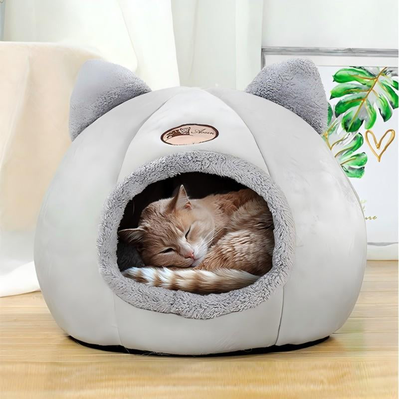 NPET Cute Cat Ear Cat Bed Indoor for Small Medium Large Cats PP Cotton Extra Comfortable Machine Washable Used All Year Round