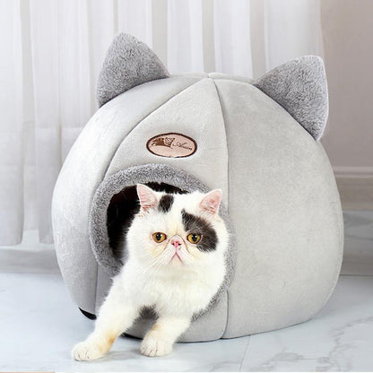 NPET Cute Cat Ear Cat Bed Indoor for Small Medium Large Cats PP Cotton Extra Comfortable Machine Washable Used All Year Round