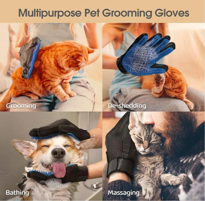 Furminator Brush Upgrade Efficient Pet Hair Remover Gloves - Gentle Shedding Brushes for Dogs, Cats & Horses with Long and Short Hair - 1 Pair (Blue)