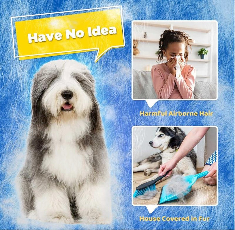 Furminator Brush Upgrade Efficient Pet Hair Remover Gloves - Gentle Shedding Brushes for Dogs, Cats & Horses with Long and Short Hair - 1 Pair (Blue)