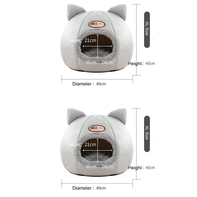 NPET Cute Cat Ear Cat Bed Indoor for Small Medium Large Cats PP Cotton Extra Comfortable Machine Washable Used All Year Round