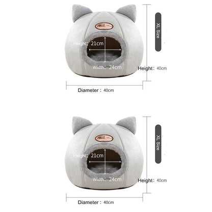 NPET Cute Cat Ear Cat Bed Indoor for Small Medium Large Cats PP Cotton Extra Comfortable Machine Washable Used All Year Round