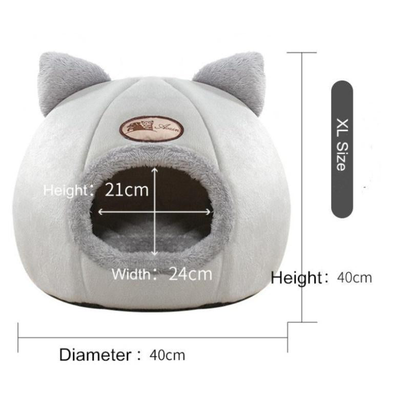 NPET Cute Cat Ear Cat Bed Indoor for Small Medium Large Cats PP Cotton Extra Comfortable Machine Washable Used All Year Round