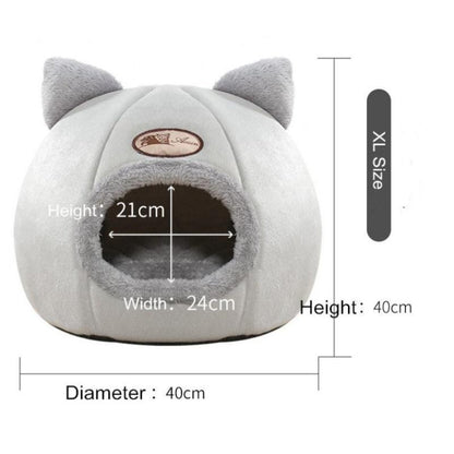 NPET Cute Cat Ear Cat Bed Indoor for Small Medium Large Cats PP Cotton Extra Comfortable Machine Washable Used All Year Round