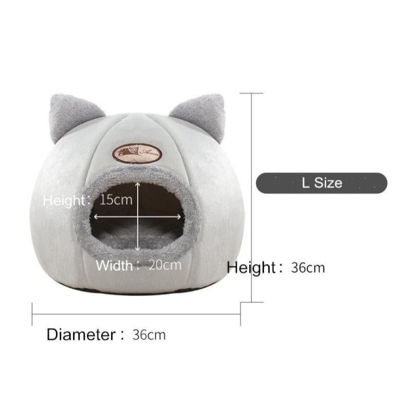 NPET Cute Cat Ear Cat Bed Indoor for Small Medium Large Cats PP Cotton Extra Comfortable Machine Washable Used All Year Round