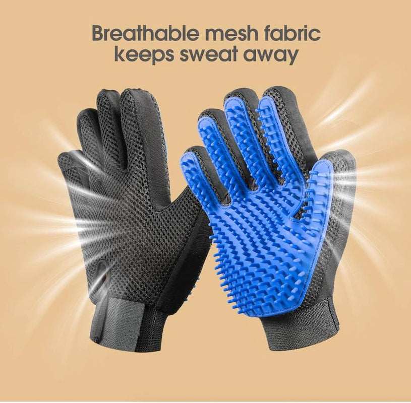 Furminator Brush Upgrade Efficient Pet Hair Remover Gloves - Gentle Shedding Brushes for Dogs, Cats & Horses with Long and Short Hair - 1 Pair (Blue)