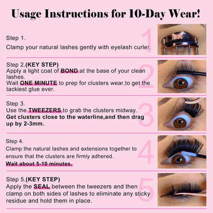 Kisslily Aura Ultra Thin Band Widespan Natural DIY Eyelash Extension Kit Long Lasting and Waterproof Lash Clusters Kit with Glue Bond and Seal,Makeup for Girl Cosmetic Tiktokshopblackfriday