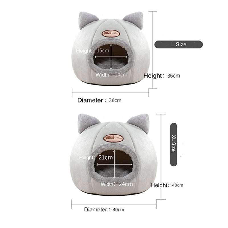 NPET Cute Cat Ear Cat Bed Indoor for Small Medium Large Cats PP Cotton Extra Comfortable Machine Washable Used All Year Round