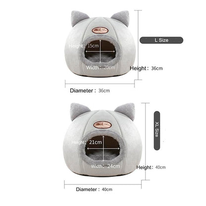 NPET Cute Cat Ear Cat Bed Indoor for Small Medium Large Cats PP Cotton Extra Comfortable Machine Washable Used All Year Round