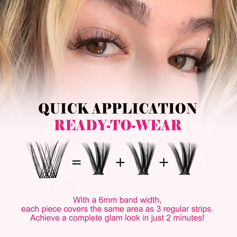 Kisslily Aura Ultra Thin Band Widespan Natural DIY Eyelash Extension Kit Long Lasting and Waterproof Lash Clusters Kit with Glue Bond and Seal,Makeup for Girl Cosmetic Tiktokshopblackfriday