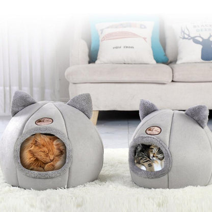 NPET Cute Cat Ear Cat Bed Indoor for Small Medium Large Cats PP Cotton Extra Comfortable Machine Washable Used All Year Round